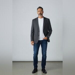 Perry Ellis Portfolio Modern Fit Gray Pinstripe Suit Jacket 40R, NWT